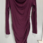Maternity Bodycon cowl neck eggplant wedding guest dress long sleeve small Purple Size undefined Photo 0