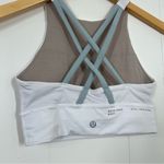 Lululemon  White Silver Blue Energy High-Neck Longline Bra Medium Support B–D Cup Photo 7