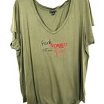 Torrid  Plus Size 2X Top‎ Pride Lesbian Olive Green Short Sleeve V Neck 513 Photo 0