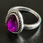 Water drop purple crystal S925 silver ring size 5.75 Photo 6