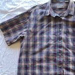 Vintage LL Bean Button Shirt Women’s Sz XL Short Sleeve Western Blue Red 90s Photo 3