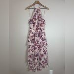 EXPRESS  Y2K Pink Purple Tiered Floral Halter Maxi Dress with Ruffles size Small Photo 6