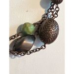 Premier Designs 3 Strand Necklace Copper Tone Faux Turquoise Etched Adj 20" READ Photo 1