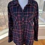 Confess Navy Blue Red Plaid Flannel Button Down Long Sleeve Shirt Size XL Photo 4