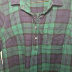 Old Navy  Maternity Green and Blue Plaid Flannel Long Sleeve Pullover Shirt M Photo 2