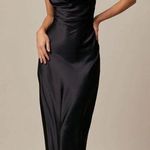 Black Satin Cowl Neck Dress Size XS Photo 0