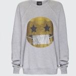 Le Superbe Keep Smiling Face Mask Sweatshirt in Gray Gold Size XS Photo 4