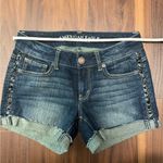 American Eagle  Denim Leather Detail Shorts Photo 4
