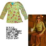 Fresh Produce 90s Y2K  Floral Stripe Long‎ Sleeve Top NWT Medium Cotton DEADSTOCK Photo 1