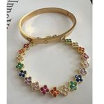 18K Gold Plated Multi clover Bracelet Bangle SET stainless steel Womens Jewelry Photo 4