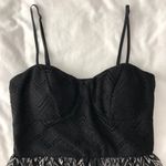 Trixxi Three Pink Hearts Chevron Crochet Printed Mini Dress Black White Photo 10