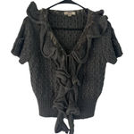 Stevie Hender Hendi Sm Grey Wool Ruffle Knit Academia Sweater Cottage Coquette Feminine Fairy Photo 0