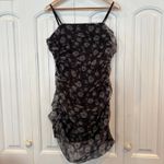 Lulus Evening‎ Impression Black Floral Organza Ruched Mini Dress Size Large Photo 1