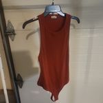 Free People  Round Neck Ribbed Sleeveless Bodysuit Rust Size S Photo 2