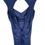 Marina Navy Blue Lace Collar Cutout Center Ruched Bodycon Midi Dress Size 10 Photo 3