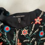 Zara TRF Outerwear M Floral Embroidered Yoke Black Full Zip Jacket Ruffle Sleeve Size M Photo 4