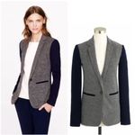 J.Crew Contrast Knit Colorblock Gray Navy Blazer size 8 Photo 8