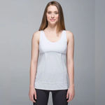 Lululemon Run: Ta Ta Topper White Gray Stripe Size 8 Yoga Active Workout Top Photo 2