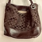 Coach Shoulder signature monogram purse bag in brown leather and canvas Photo 1