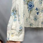 NWT Crazy Horse Liz Claiborne L Cream Blue Floral button down embroidered shirt Size L Photo 10
