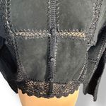 Vintage Scully Black Suede Leather Crochet Lace Jacket Western Boho Cowgirl 12 Photo 3