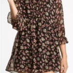Free People Size 4 Black Multicolor Floral Babydoll Mini Tunic Dress Fairy Photo 0