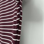 Iris  Ponte Knit Shirt Dress Maroon White Stripe Long Sleeve Asymmetric Hem XL Photo 2