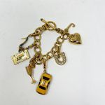 Juicy Couture Vintage Charm Bracelet Horse Shoe Taxi Champagne License Shoe Gold Photo 1