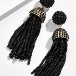 BaubleBar Black Beaded Tassel Earrings Sugarfix NEW NWT & ON CARD Gift Ready Photo 0