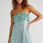Free People Frida Seafoam Green Sequin Ruffle Dress Size 8 -  MSRP $168 NEW Photo 1