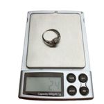 10K 10KT Round Diamond + Round Emerald White Gold Ring Sz 7 Photo 11