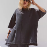 Free People NEW! MOVEMENT Back Me Up MEDIUM Dark Shadow Gray Sweatshirt Relaxed Photo 0