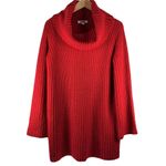 BB Dakota Red Chunky Chain Stitch Turtleneck Tunic Sweater Size Large Photo 1