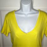 J.Crew  Factory Yellow Fitted Short Sleeve Cotton T-Shirt Ribbed Deep VNeck M Photo 2