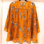 A New Day Marigold Floral Open Pleated Back Sheer Kimono Top One Size Fits Most Photo 2