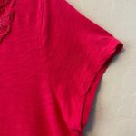 Soft Surroundings  bright pink short sleeve vneck T-shirt with embroidery XL Photo 3