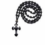 1pc Black Religious Christian Cross‎ Fashion Obsidian Style Pendant Necklace Photo 5