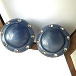 Blue circle rhinestone vintage screw back earrings Blue Photo 1