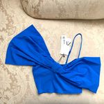 ZARA  Tied Bow Spaghetti Strap Crop Top in Bluish Photo 5