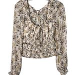 Free People Lolita Chiffon Ditsy Floral Fitted Long Sleeve Square Neck Blouse S Photo 0