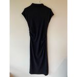ZARA  Short Sleeve Ruched Side High Neck Midi Dress Black Women's Size Medium Photo 1