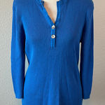 kim rogers  Henley VNeck 3/4 Sleeve Sweater Blue Size Medium Photo 0