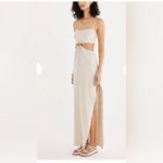 NWT Revolve Rumer the Label Avon Ring Linen Nude Cream Maxi Dress Medium Photo 2