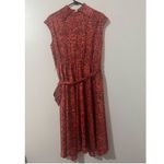 Maggy London  Womens Satin Red Floral Collared ALine Midi Dress sz 12 Euro-Summer Photo 2