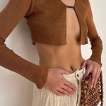 NWT Savannah Morrow Birdie Top in Cocoa Brown Cropped Long Sleeve Size Small Photo 0