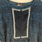 Anthropologie Pilcro Orchid Embroidered Flutter Sleeve Midnight Blue Floral Blouse Boxy XS Photo 6