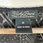 Lucky Brand  Top M Black Burnout Velvet Sheer Boho Whimsigoth Witchy Festival Photo 1