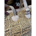 Brighton  Straw Wicker Tote‎ Bag Purse Heart Charm Beige Leather Trim Photo 15