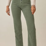 Reformation  Cynthia High Rise Button Fly Straight Corduroy Pants in Moss Size 28 Photo 0