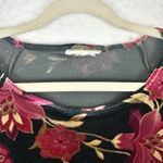 Vintage Velvet Mesh Flare Sleeve Top Large Whimsigoth Dark Floral Grunge Fairy Black Photo 5